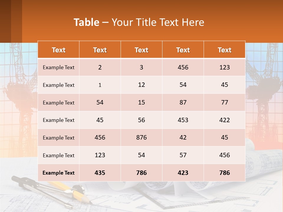 A Construction Site With Cranes And Blueprints PowerPoint Template