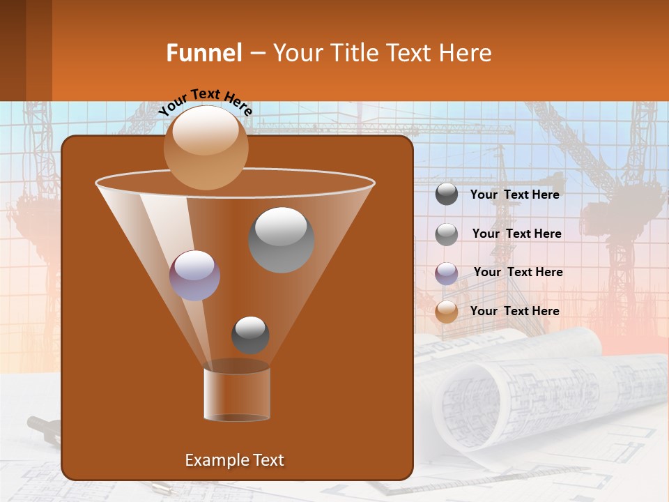 A Construction Site With Cranes And Blueprints PowerPoint Template