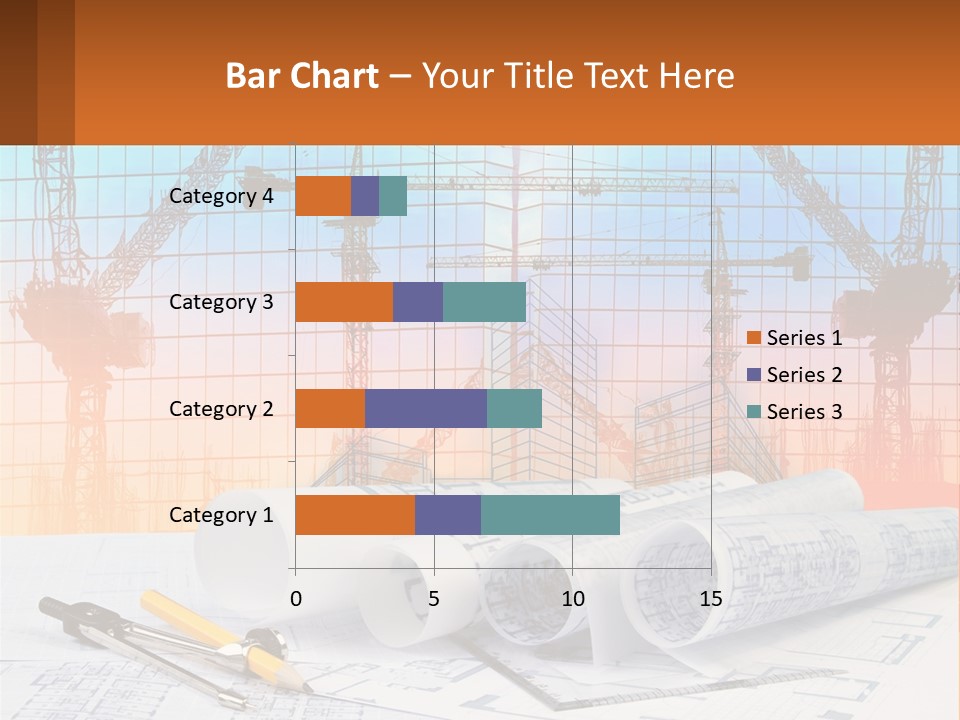 A Construction Site With Cranes And Blueprints PowerPoint Template