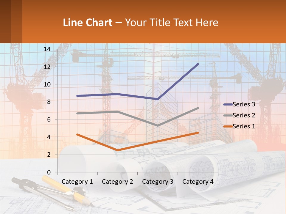 A Construction Site With Cranes And Blueprints PowerPoint Template