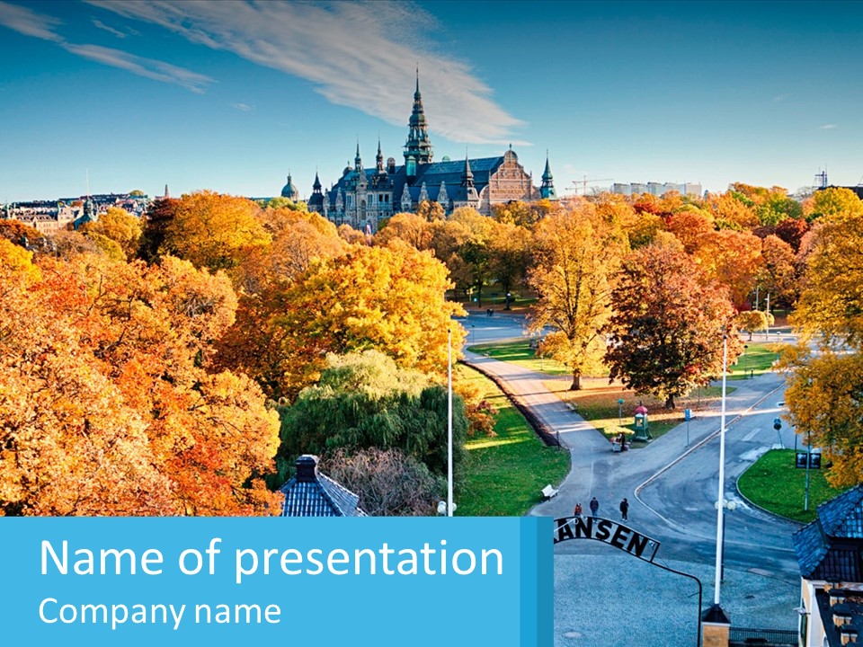 A Scenic View Of A City With A Church In The Background PowerPoint Template