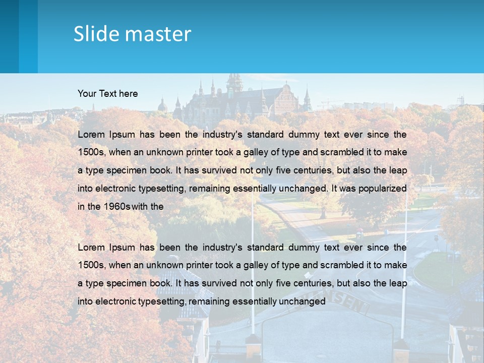 A Scenic View Of A City With A Church In The Background PowerPoint Template