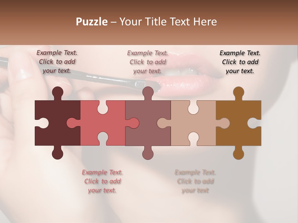 A Woman Is Putting Lipstick On Her Lips PowerPoint Template