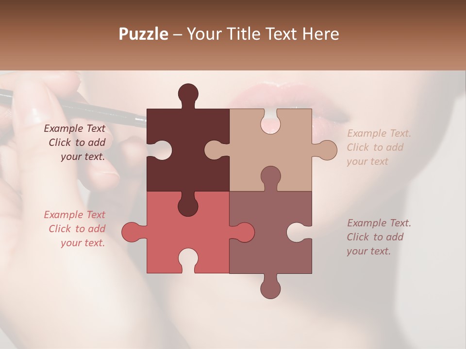 A Woman Is Putting Lipstick On Her Lips PowerPoint Template