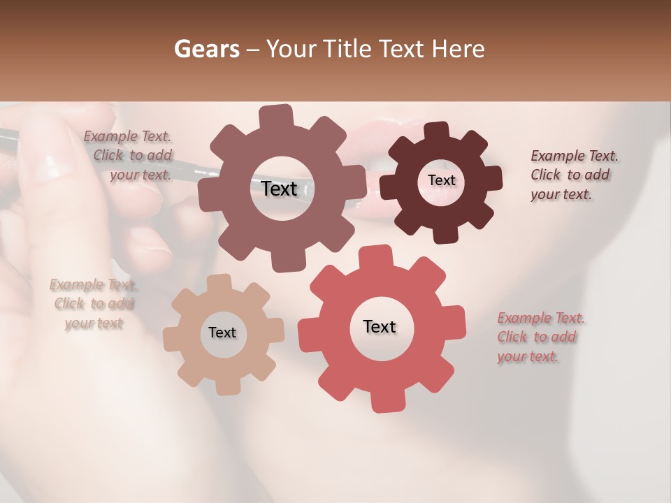 A Woman Is Putting Lipstick On Her Lips PowerPoint Template