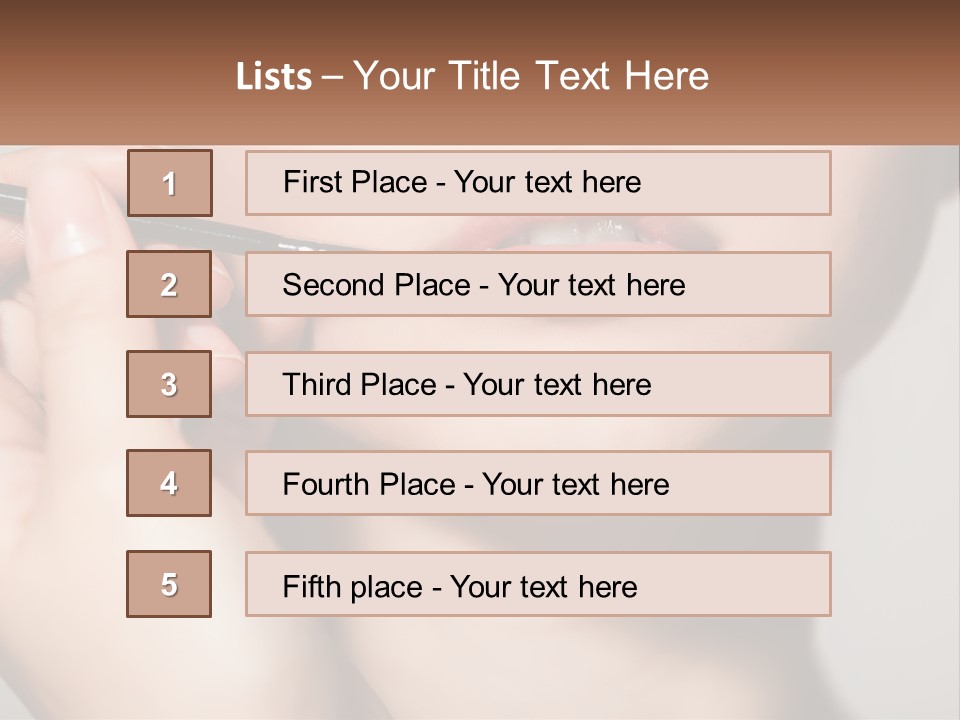 A Woman Is Putting Lipstick On Her Lips PowerPoint Template