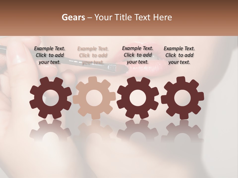 A Woman Is Putting Lipstick On Her Lips PowerPoint Template