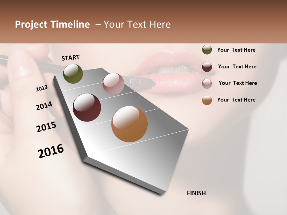 A Woman Is Putting Lipstick On Her Lips PowerPoint Template