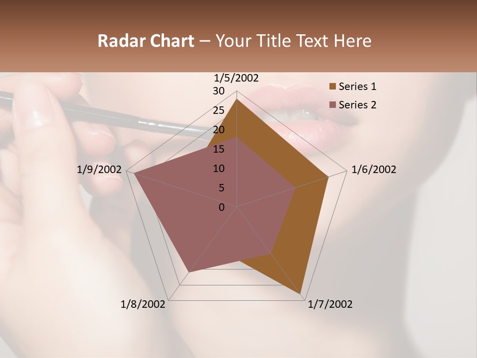 A Woman Is Putting Lipstick On Her Lips PowerPoint Template