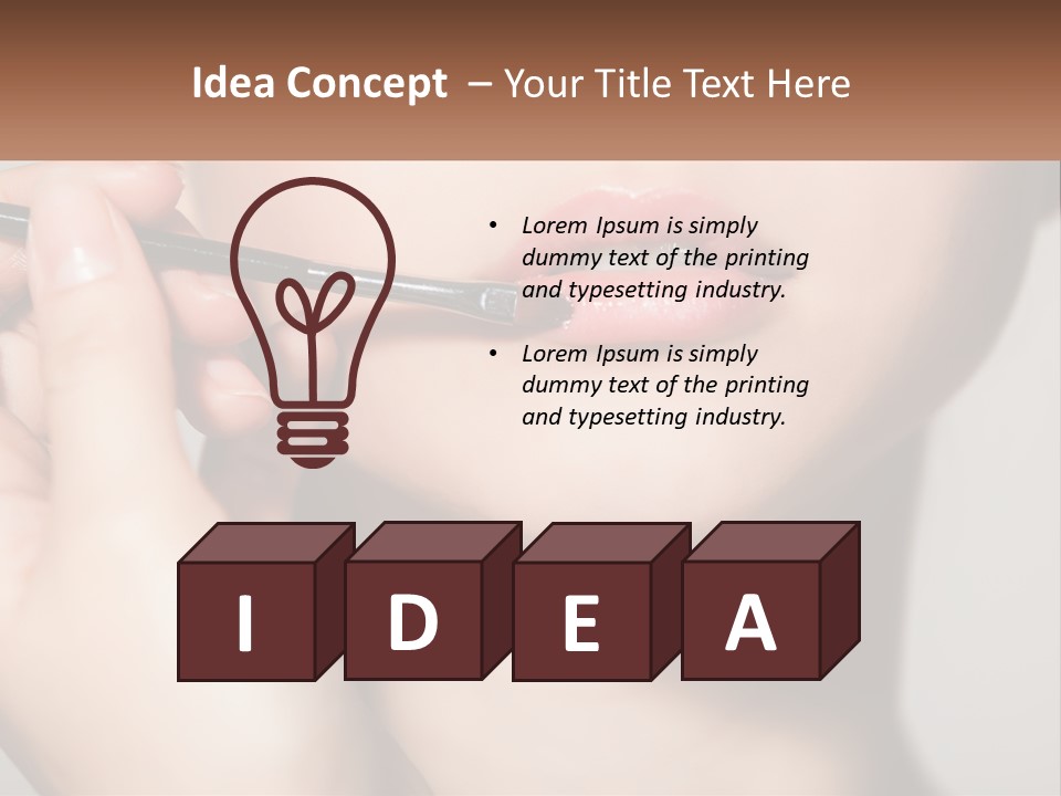 A Woman Is Putting Lipstick On Her Lips PowerPoint Template