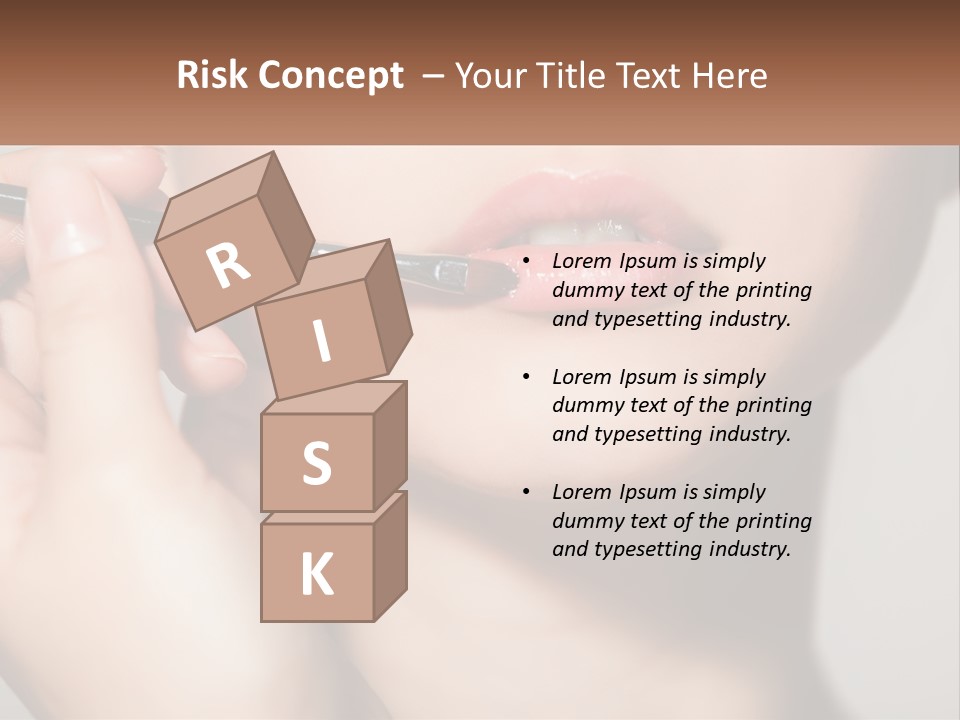 A Woman Is Putting Lipstick On Her Lips PowerPoint Template