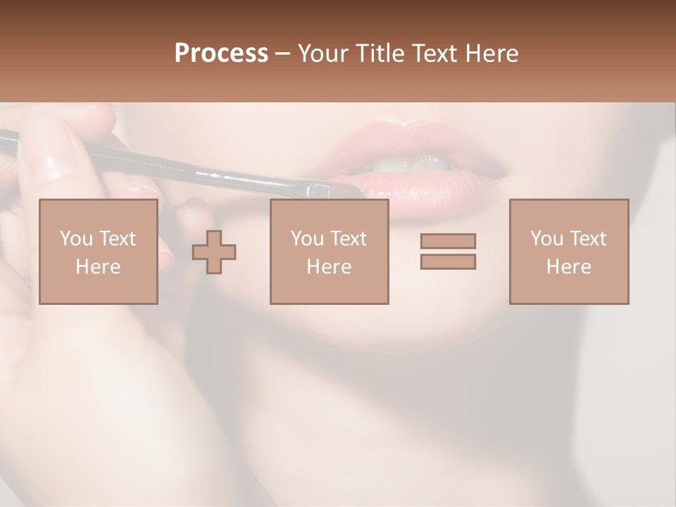 A Woman Is Putting Lipstick On Her Lips PowerPoint Template