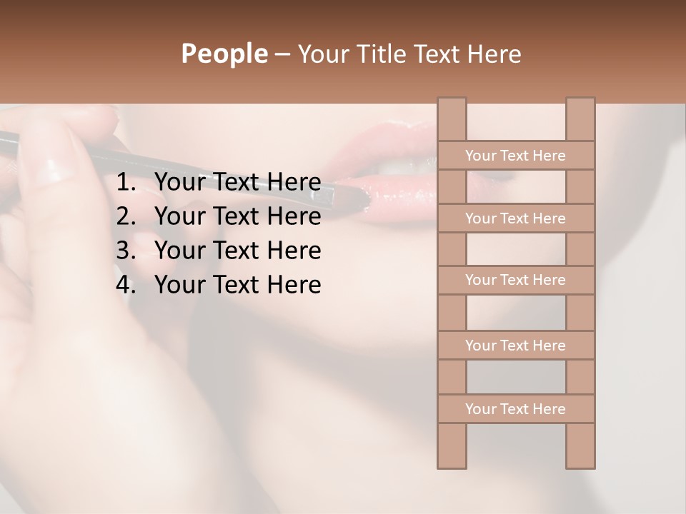 A Woman Is Putting Lipstick On Her Lips PowerPoint Template