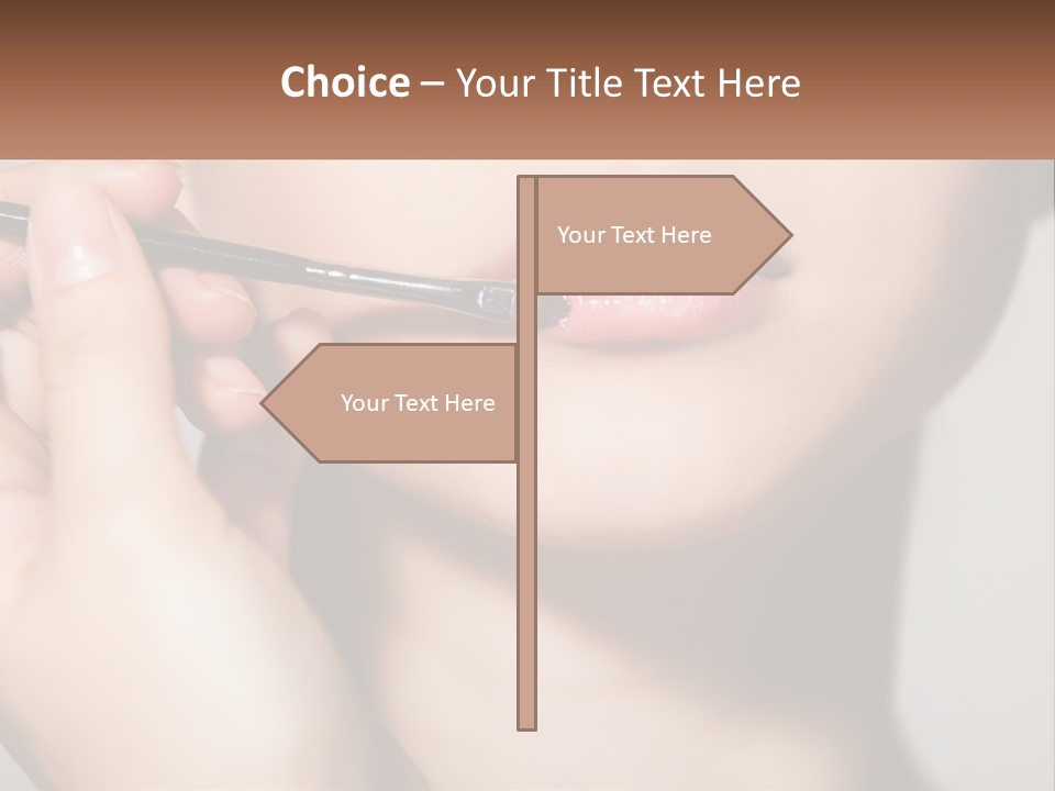 A Woman Is Putting Lipstick On Her Lips PowerPoint Template