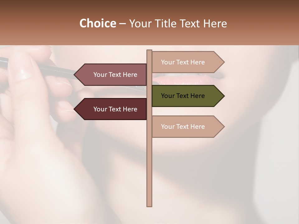 A Woman Is Putting Lipstick On Her Lips PowerPoint Template