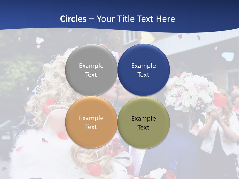 A Bride And Groom Kissing In Front Of Confetti PowerPoint Template