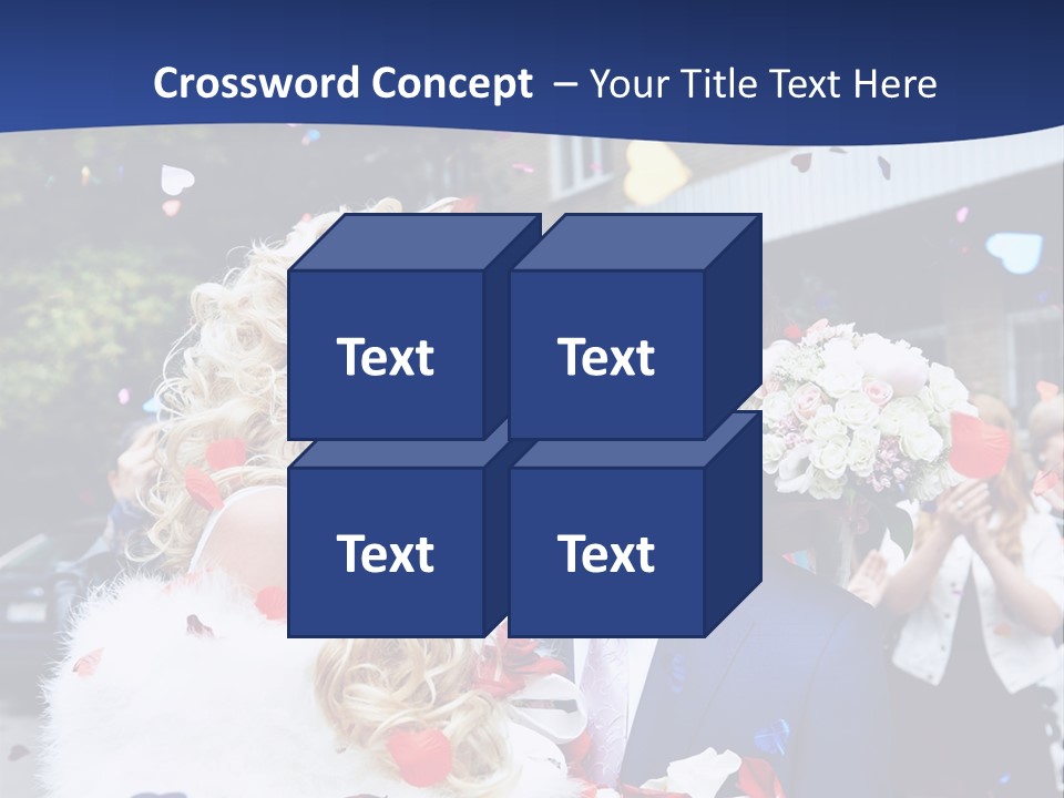 A Bride And Groom Kissing In Front Of Confetti PowerPoint Template