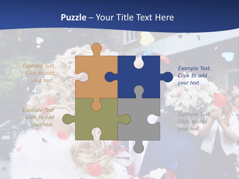 A Bride And Groom Kissing In Front Of Confetti PowerPoint Template