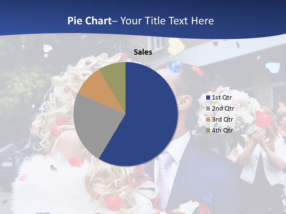 A Bride And Groom Kissing In Front Of Confetti PowerPoint Template