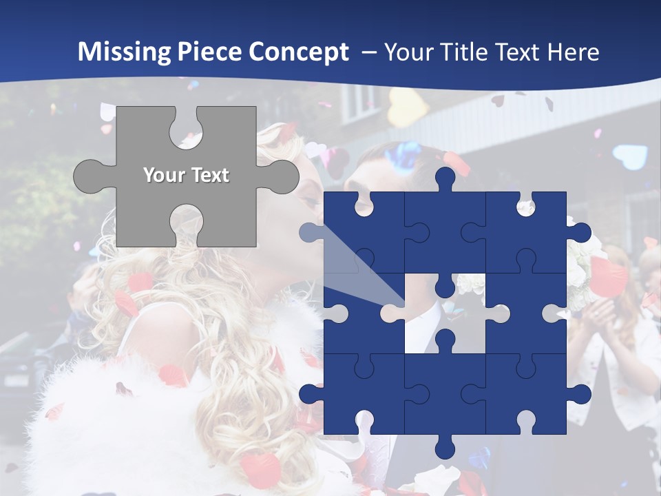 A Bride And Groom Kissing In Front Of Confetti PowerPoint Template