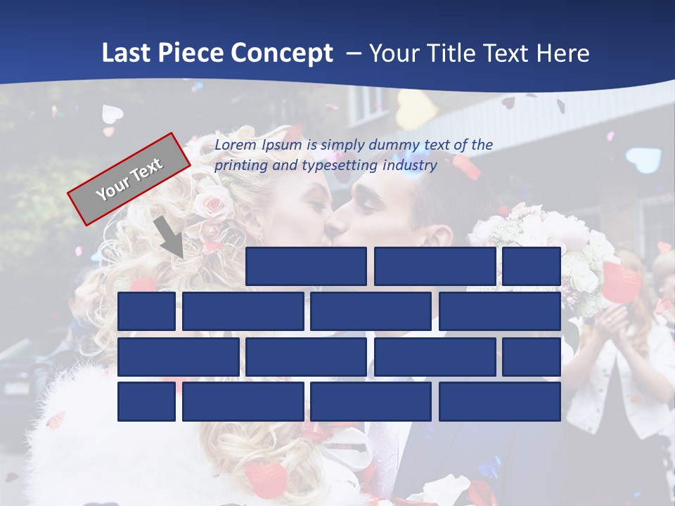 A Bride And Groom Kissing In Front Of Confetti PowerPoint Template