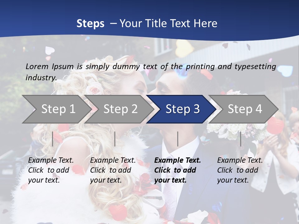 A Bride And Groom Kissing In Front Of Confetti PowerPoint Template