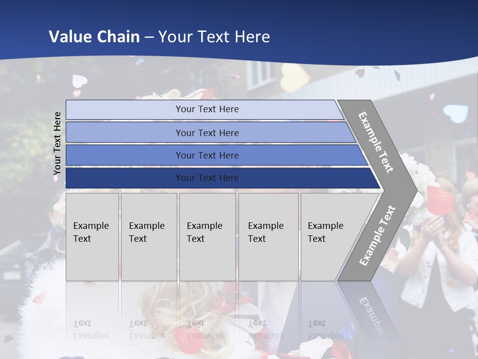 A Bride And Groom Kissing In Front Of Confetti PowerPoint Template