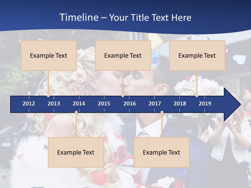 A Bride And Groom Kissing In Front Of Confetti PowerPoint Template