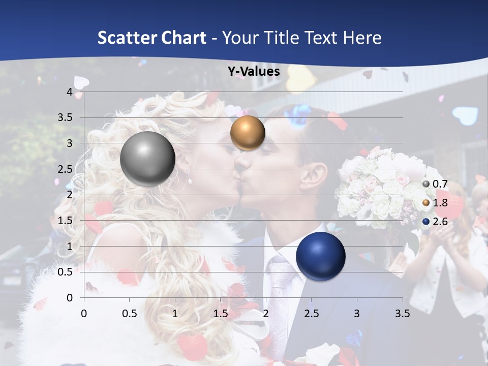 A Bride And Groom Kissing In Front Of Confetti PowerPoint Template