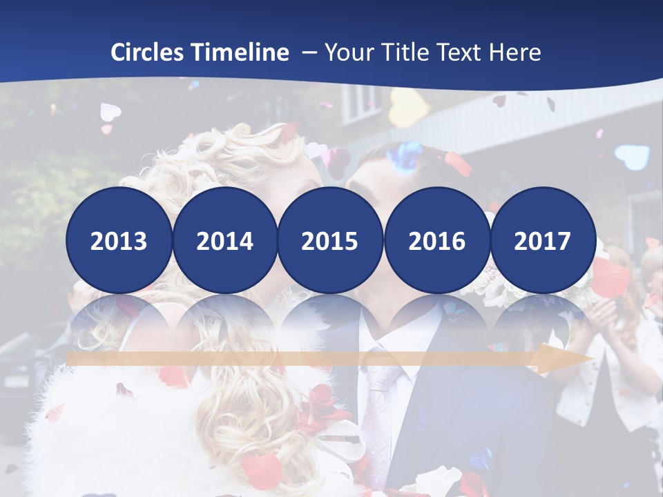 A Bride And Groom Kissing In Front Of Confetti PowerPoint Template