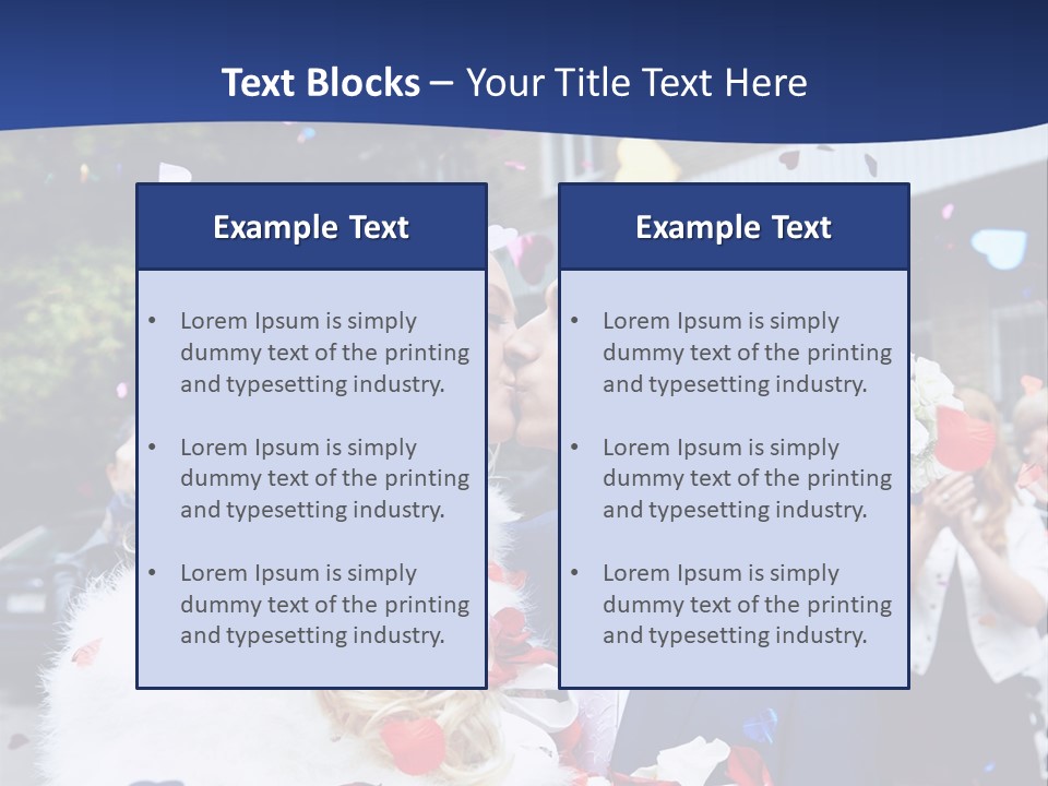 A Bride And Groom Kissing In Front Of Confetti PowerPoint Template