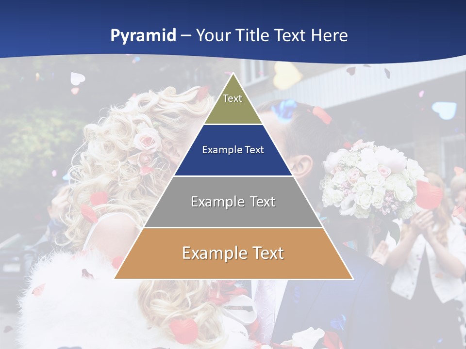 A Bride And Groom Kissing In Front Of Confetti PowerPoint Template