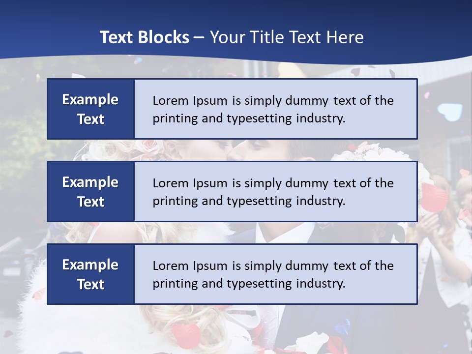 A Bride And Groom Kissing In Front Of Confetti PowerPoint Template