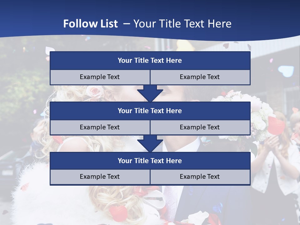 A Bride And Groom Kissing In Front Of Confetti PowerPoint Template