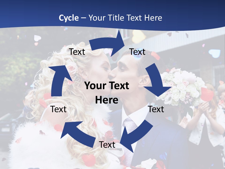 A Bride And Groom Kissing In Front Of Confetti PowerPoint Template