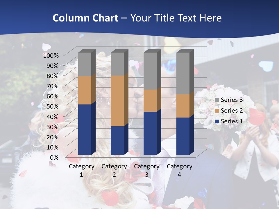 A Bride And Groom Kissing In Front Of Confetti PowerPoint Template