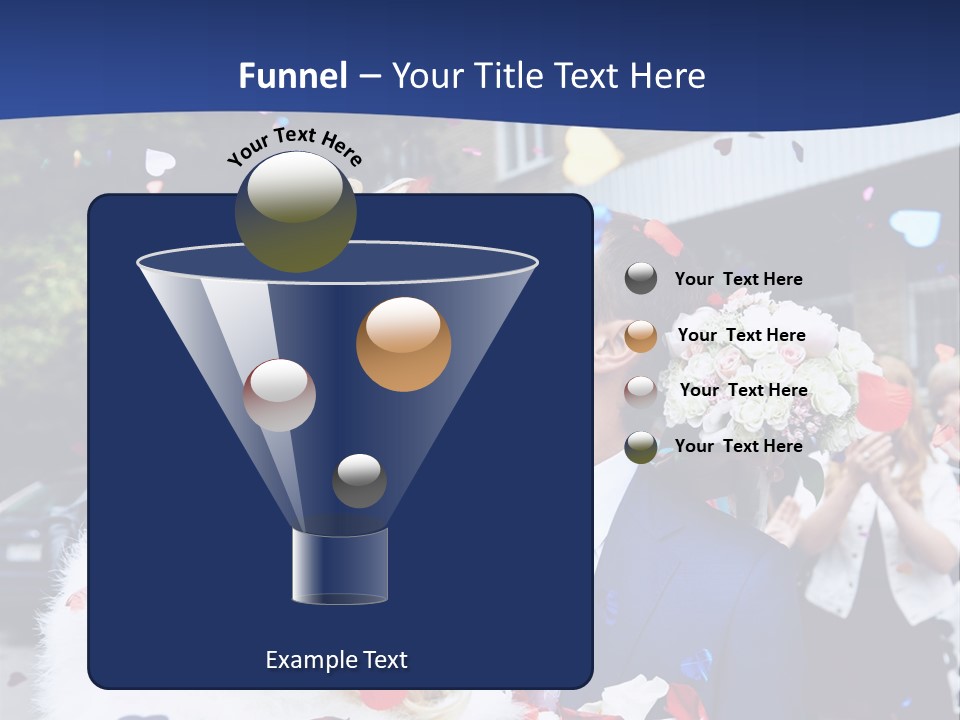 A Bride And Groom Kissing In Front Of Confetti PowerPoint Template