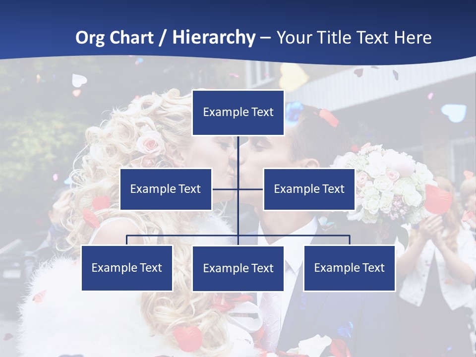 A Bride And Groom Kissing In Front Of Confetti PowerPoint Template