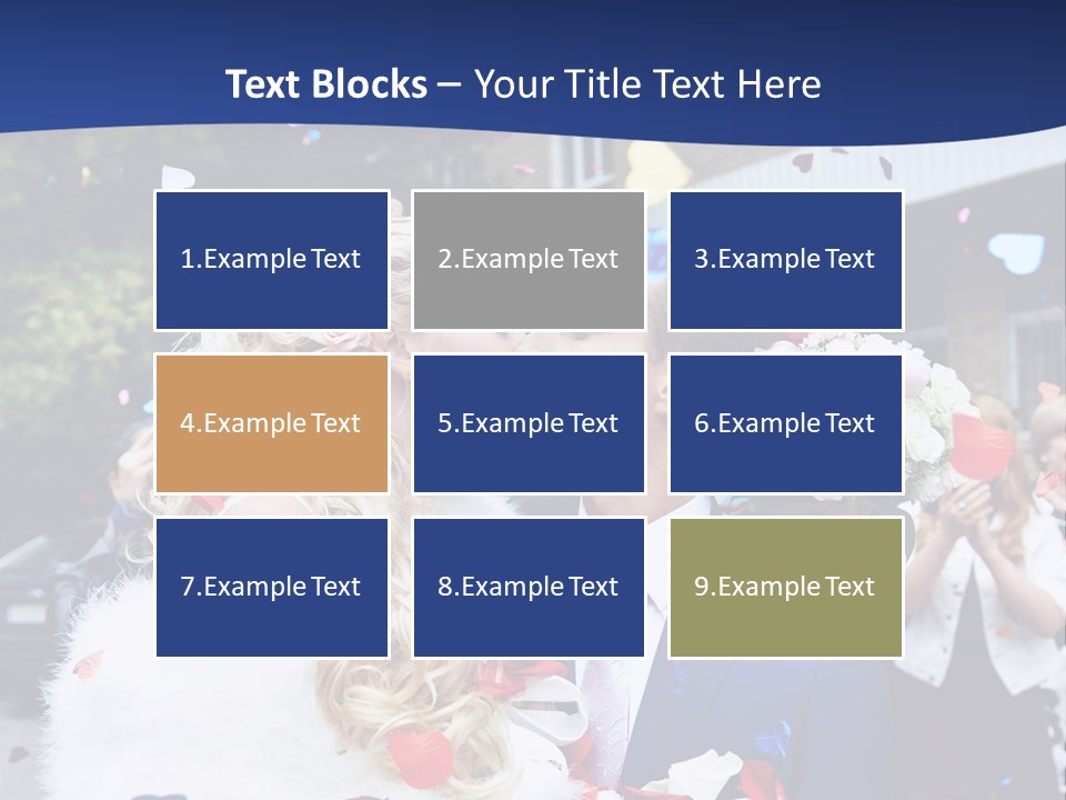 A Bride And Groom Kissing In Front Of Confetti PowerPoint Template