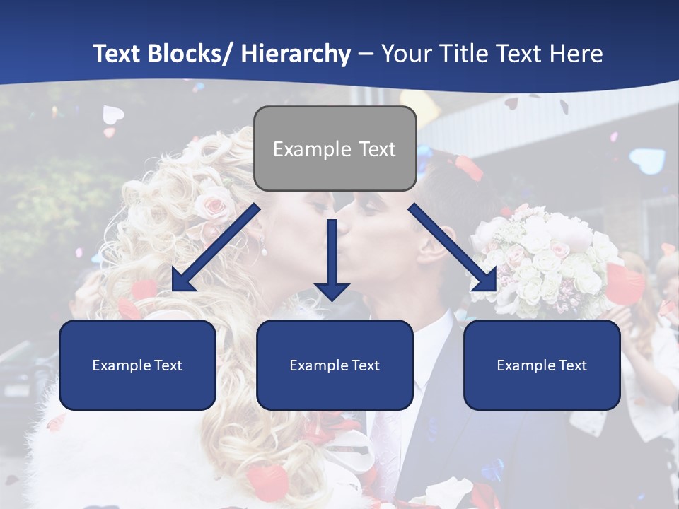 A Bride And Groom Kissing In Front Of Confetti PowerPoint Template