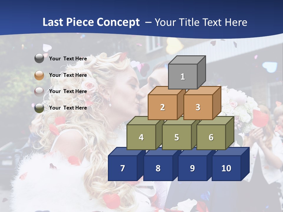 A Bride And Groom Kissing In Front Of Confetti PowerPoint Template