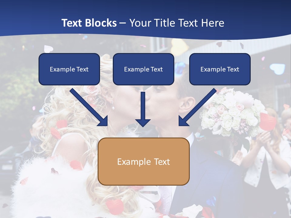 A Bride And Groom Kissing In Front Of Confetti PowerPoint Template