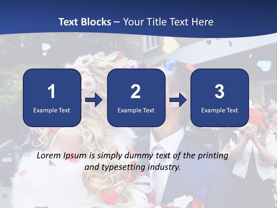 A Bride And Groom Kissing In Front Of Confetti PowerPoint Template