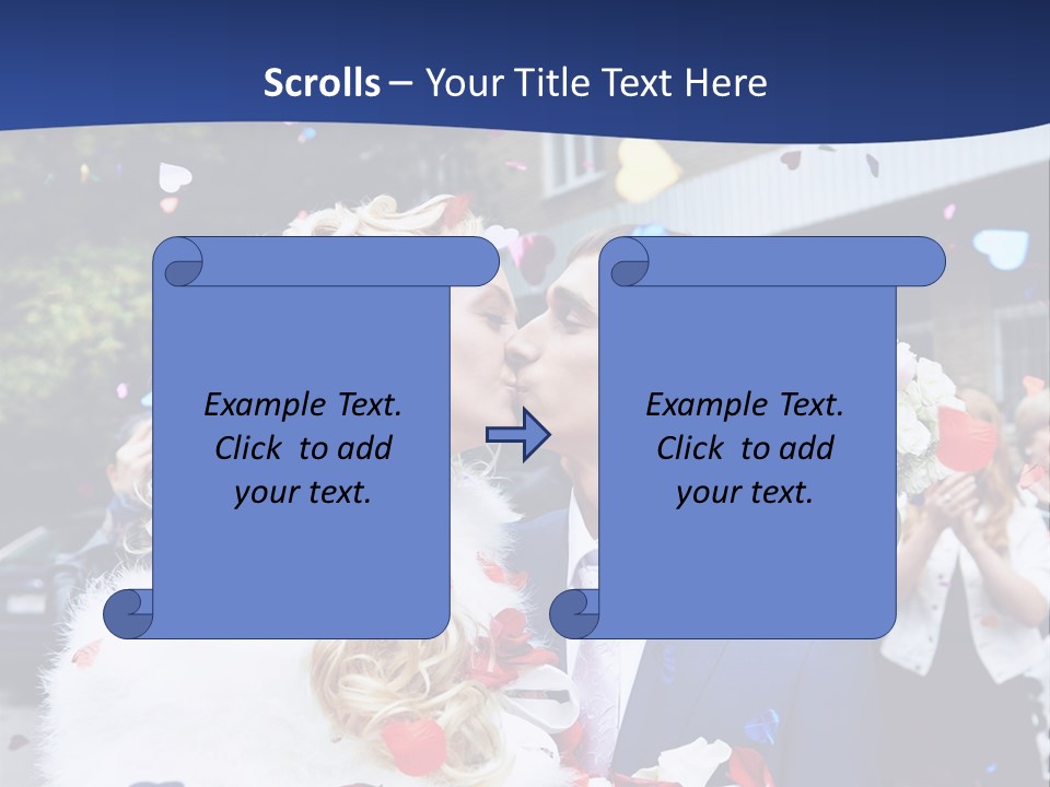 A Bride And Groom Kissing In Front Of Confetti PowerPoint Template