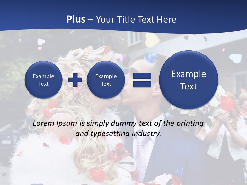 A Bride And Groom Kissing In Front Of Confetti PowerPoint Template