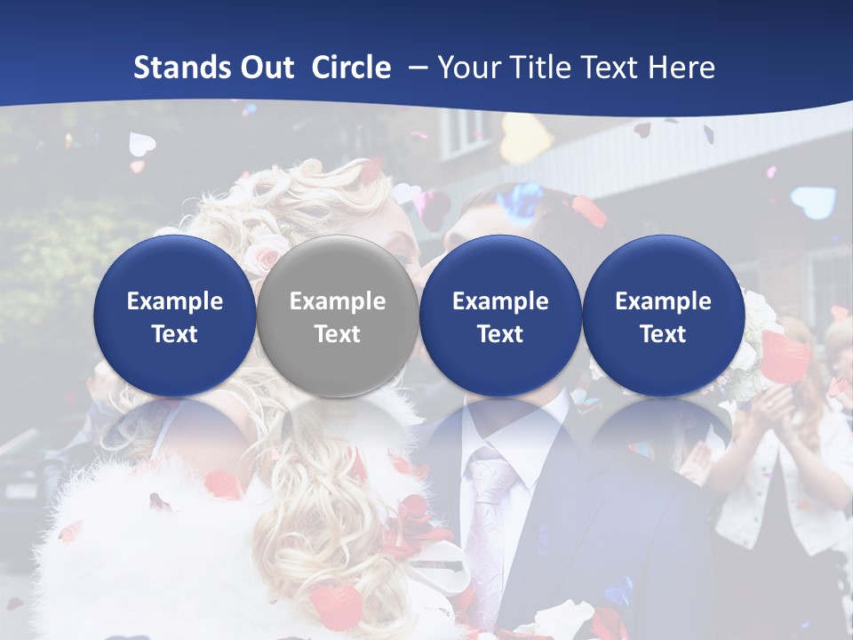 A Bride And Groom Kissing In Front Of Confetti PowerPoint Template