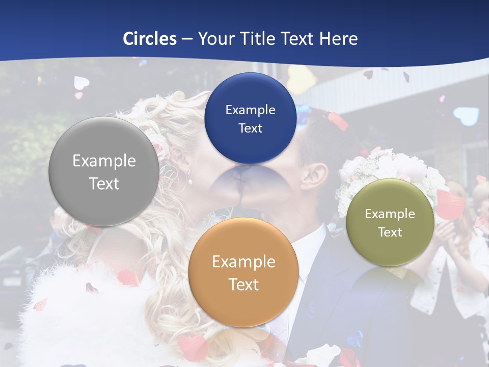 A Bride And Groom Kissing In Front Of Confetti PowerPoint Template