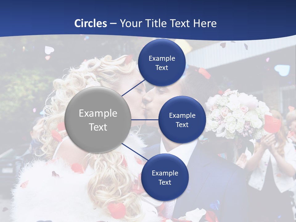 A Bride And Groom Kissing In Front Of Confetti PowerPoint Template