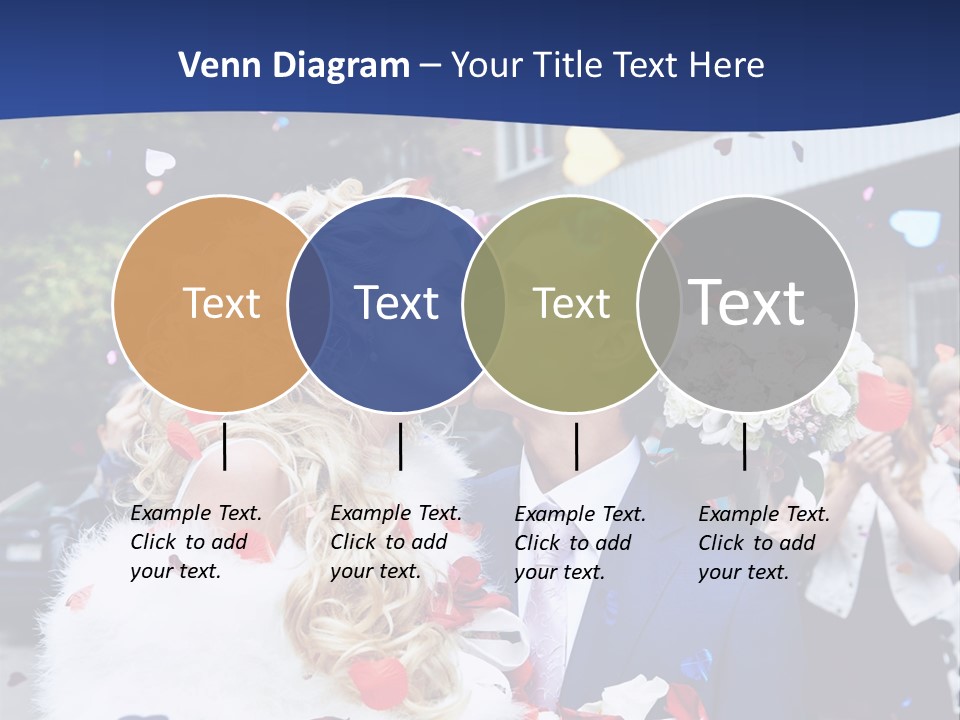 A Bride And Groom Kissing In Front Of Confetti PowerPoint Template