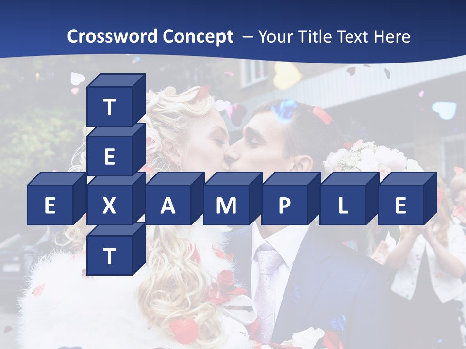 A Bride And Groom Kissing In Front Of Confetti PowerPoint Template